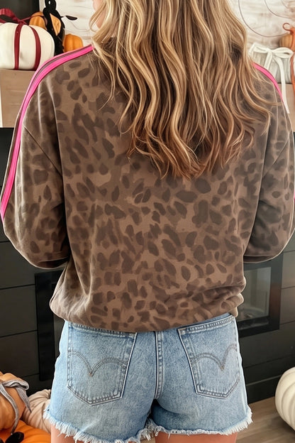 Leopard Stripe Pullover Sweatshirt