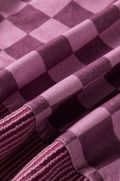 Checker Corded Knit Trim Long Sleeve Top — product image 5