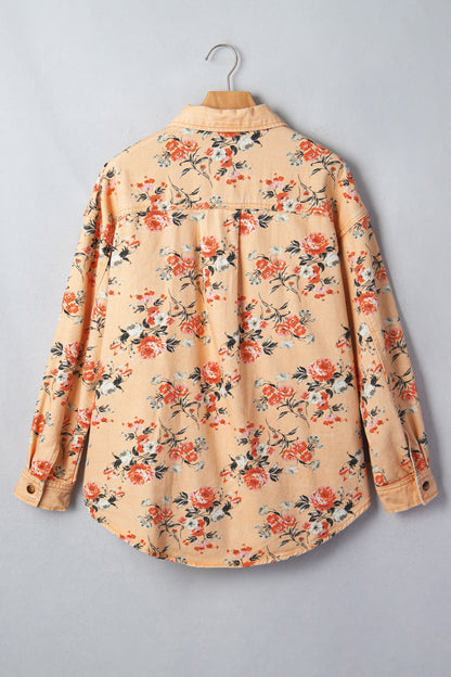 Khaki Floral Denim Jacket
