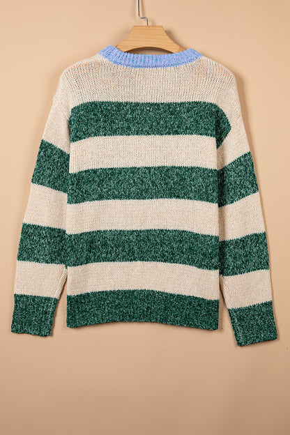 Cider Striped Drop Shoulder Sweater