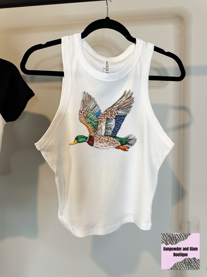 Rhinestone Mallard Cropped Tank