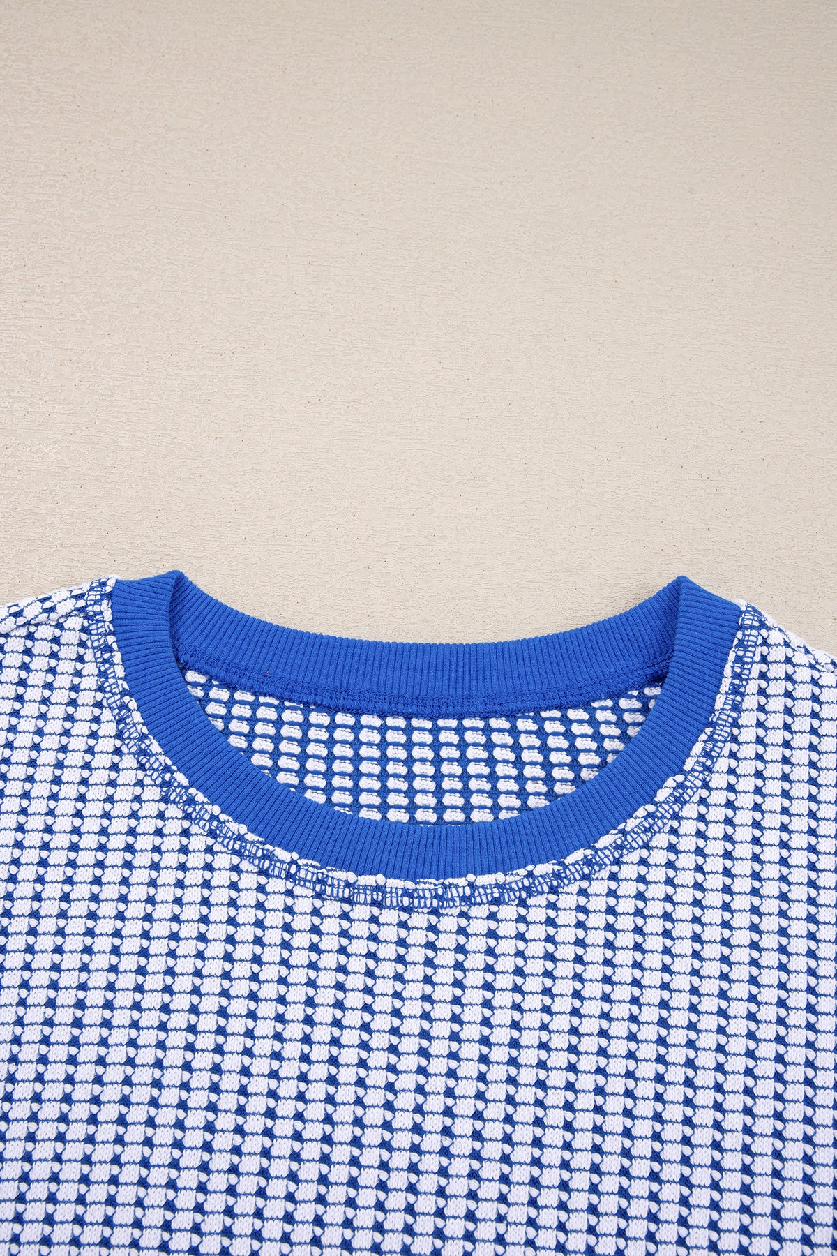 Waffle-Knit Exposed-Seam Side-Slit Top