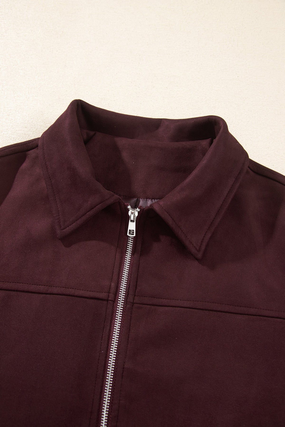 Faux Suede Zip-Up Collared Jacket — product image 4