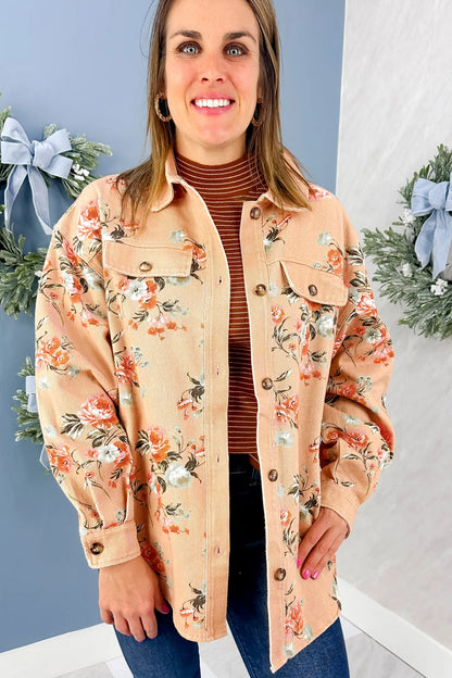 Khaki Floral Denim Jacket