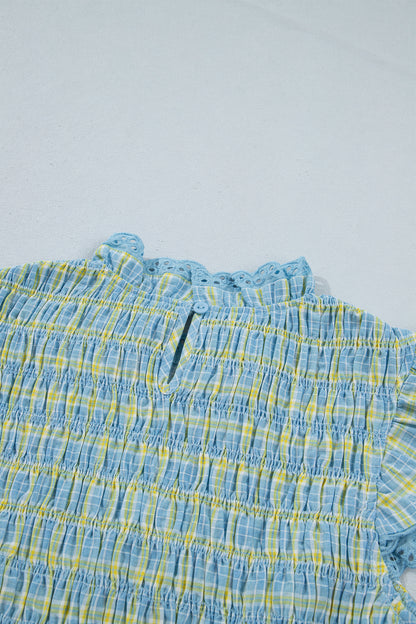 Gingham Lace-Trim Tank