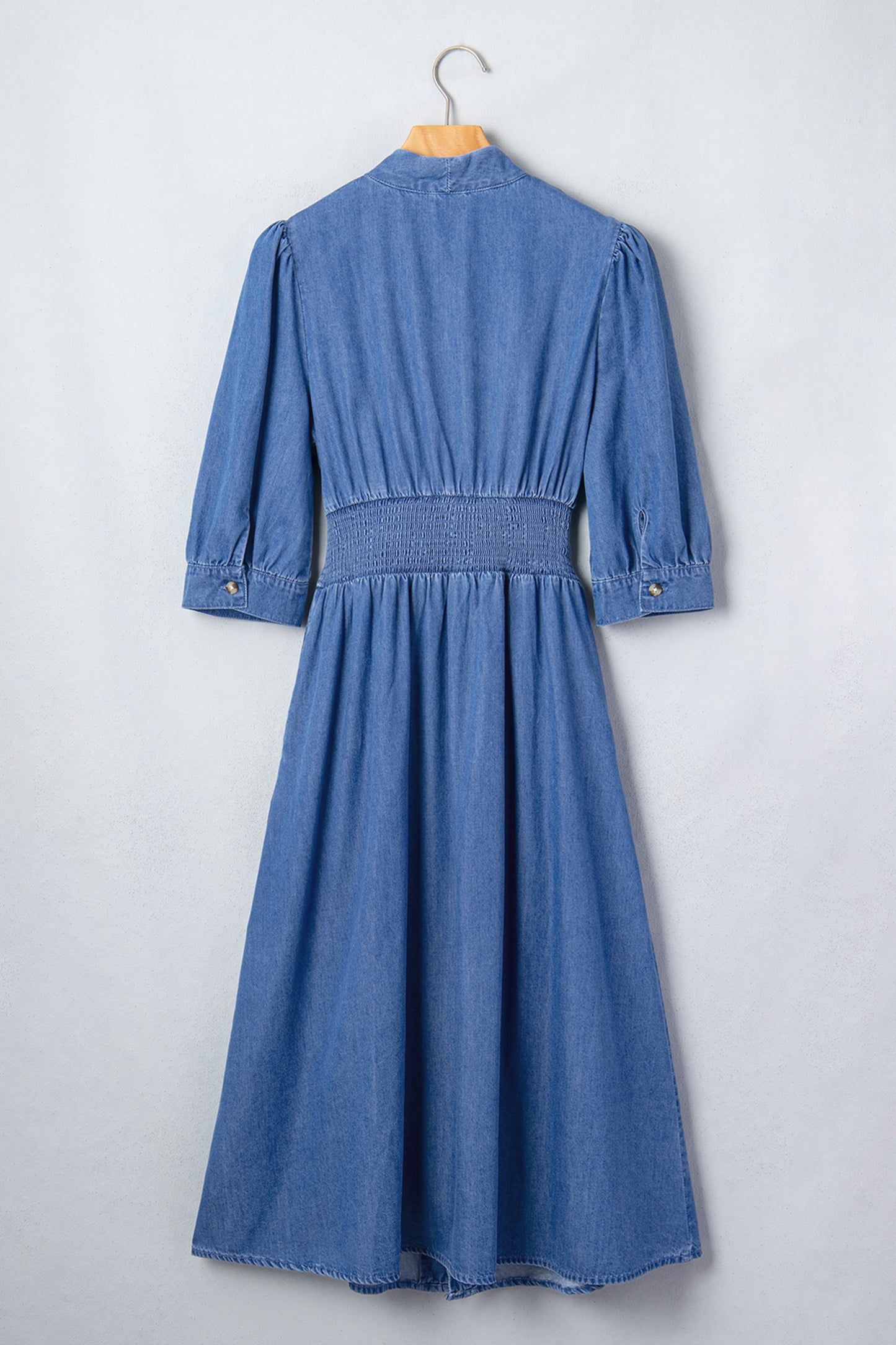 Riverbend Denim Puff Sleeve Midi Dress