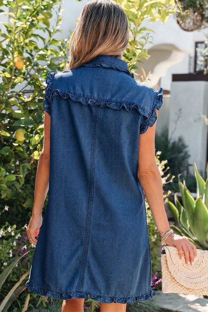 Bluebell Ruffle Collar Denim Dress