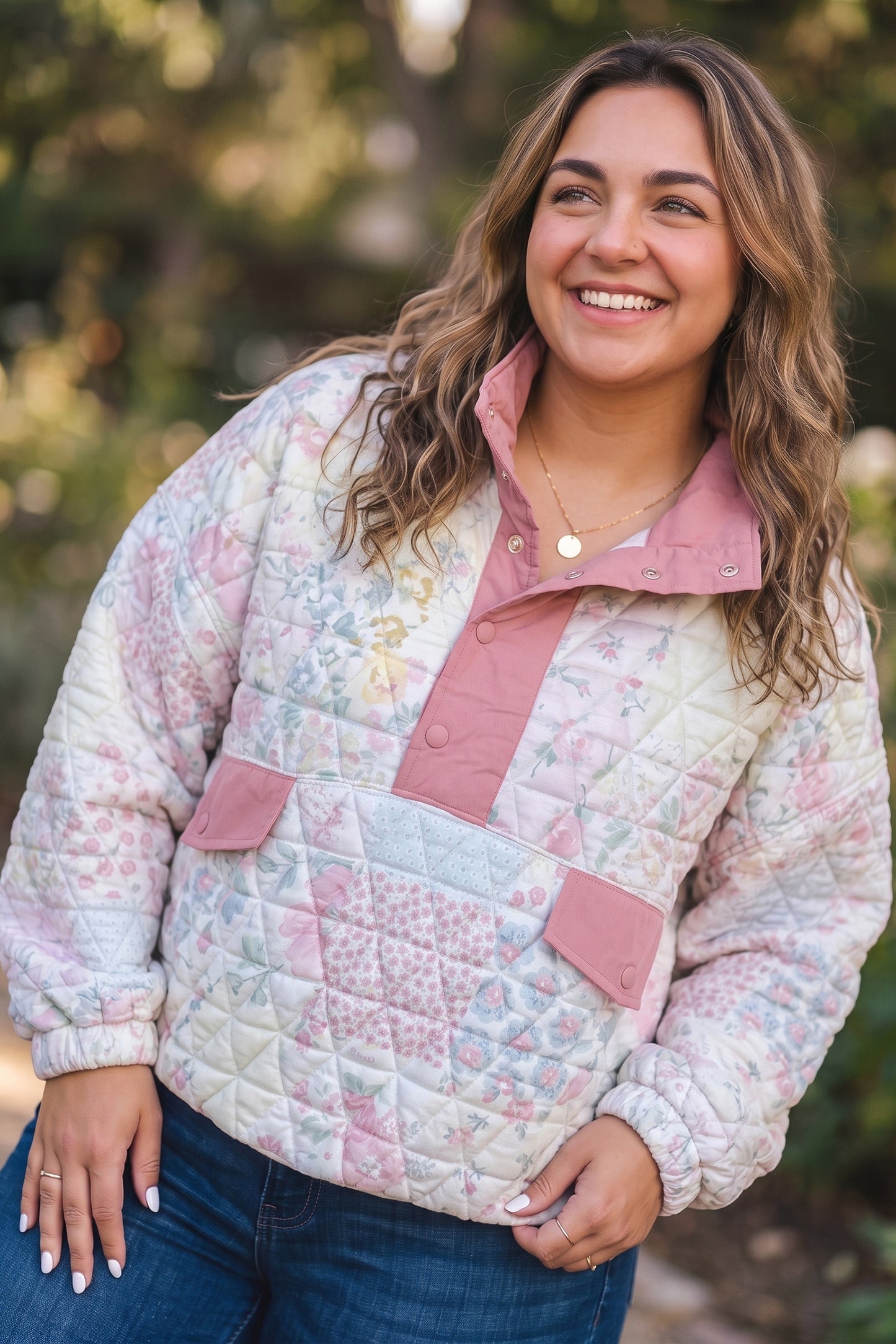 Blooming Floral Quilted Plus Size Sweatshirt