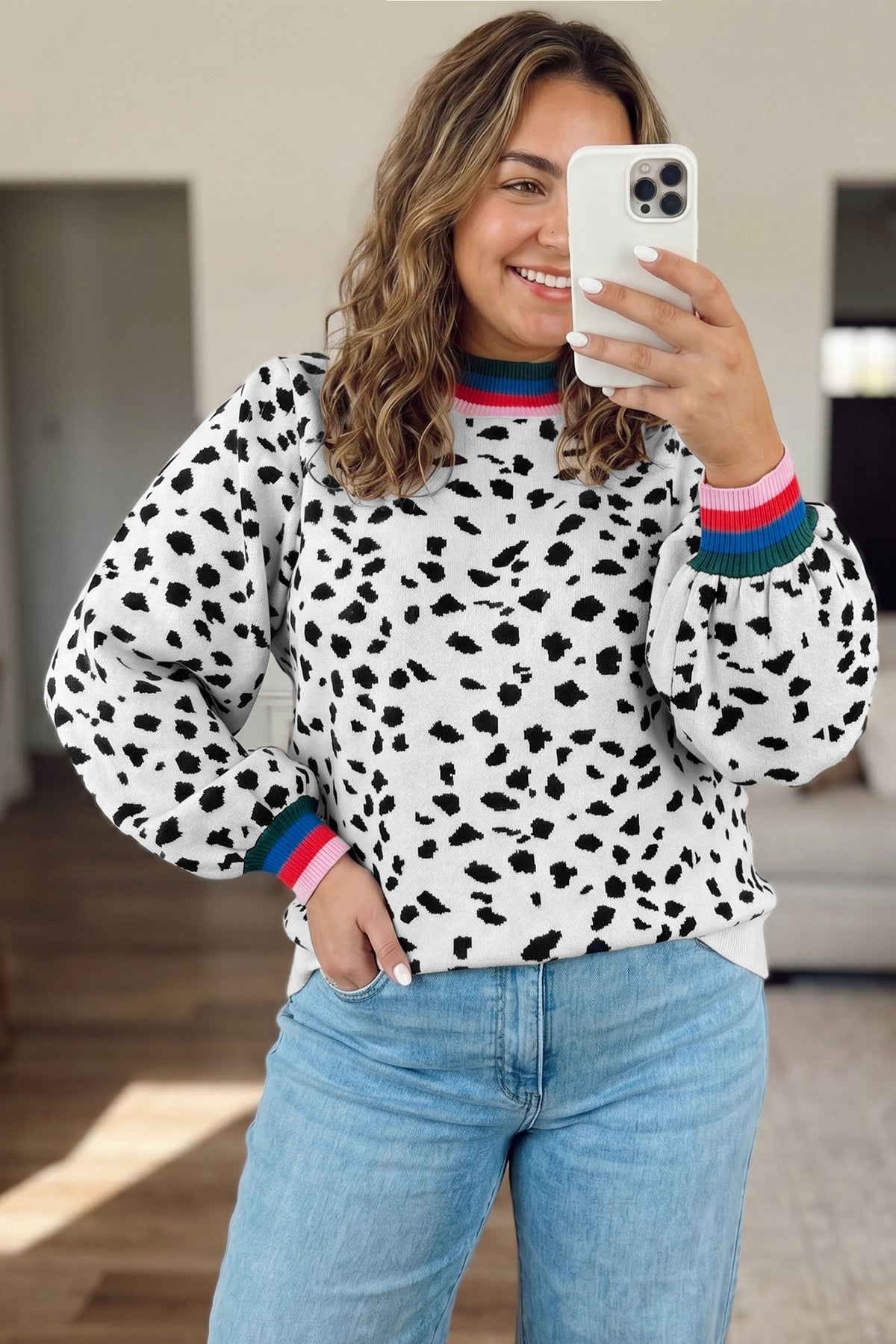 Leopard Colorblock Tunic Sweater