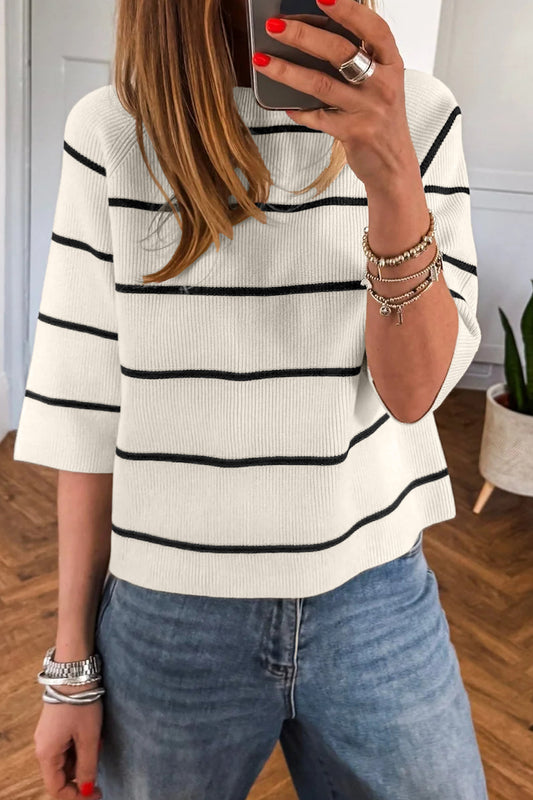 Seaside Stripe Short-Sleeve Sweater