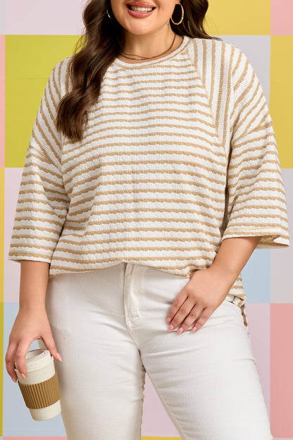 Apricot Stripe Textured Tee