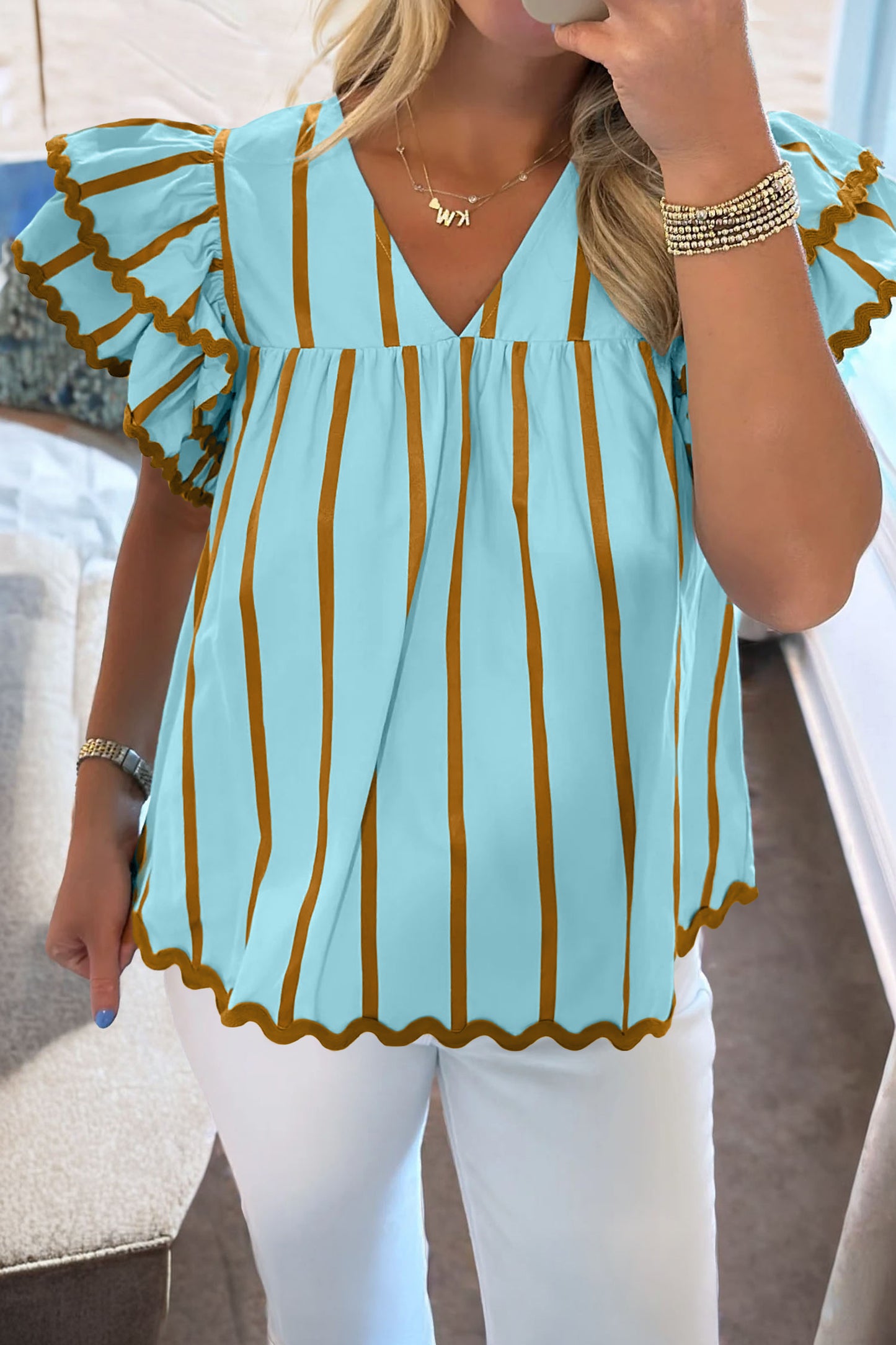 Backroad Striped Ricrac Blouse