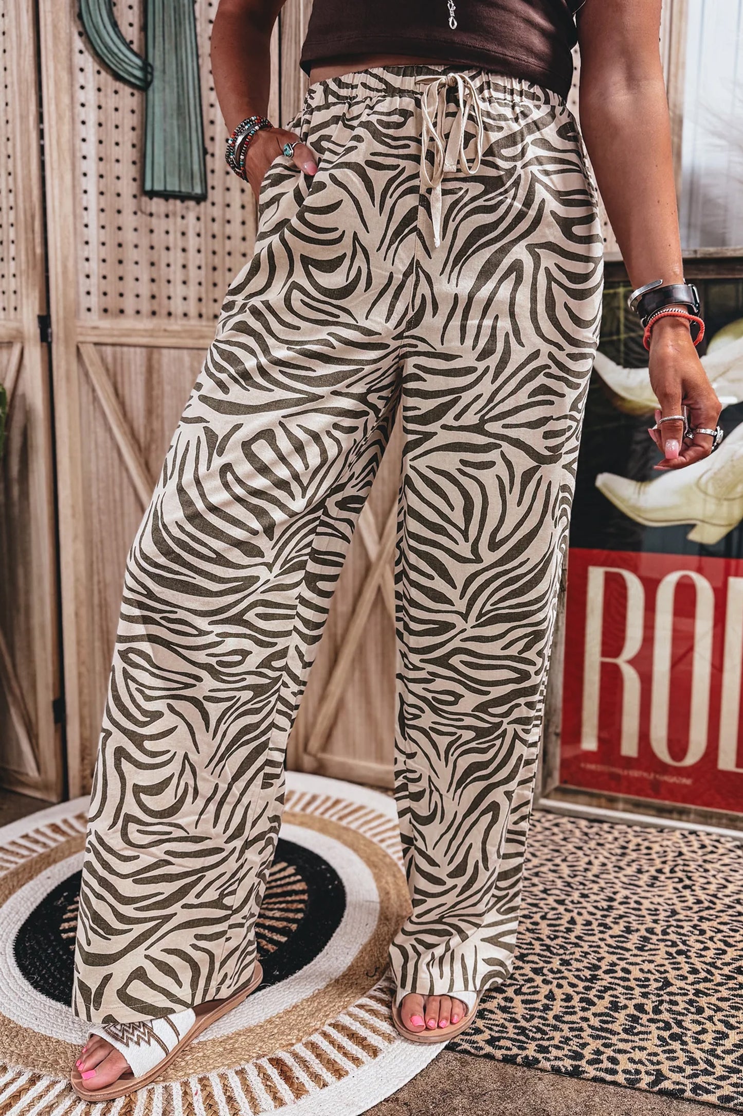 Desert Western Zebra Print Pants