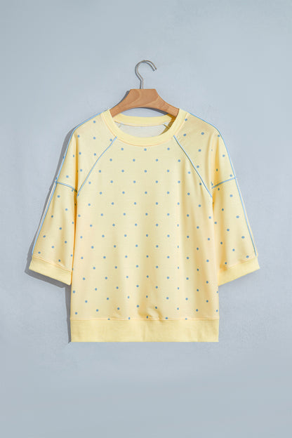 Polka Dot Piped Relaxed Top