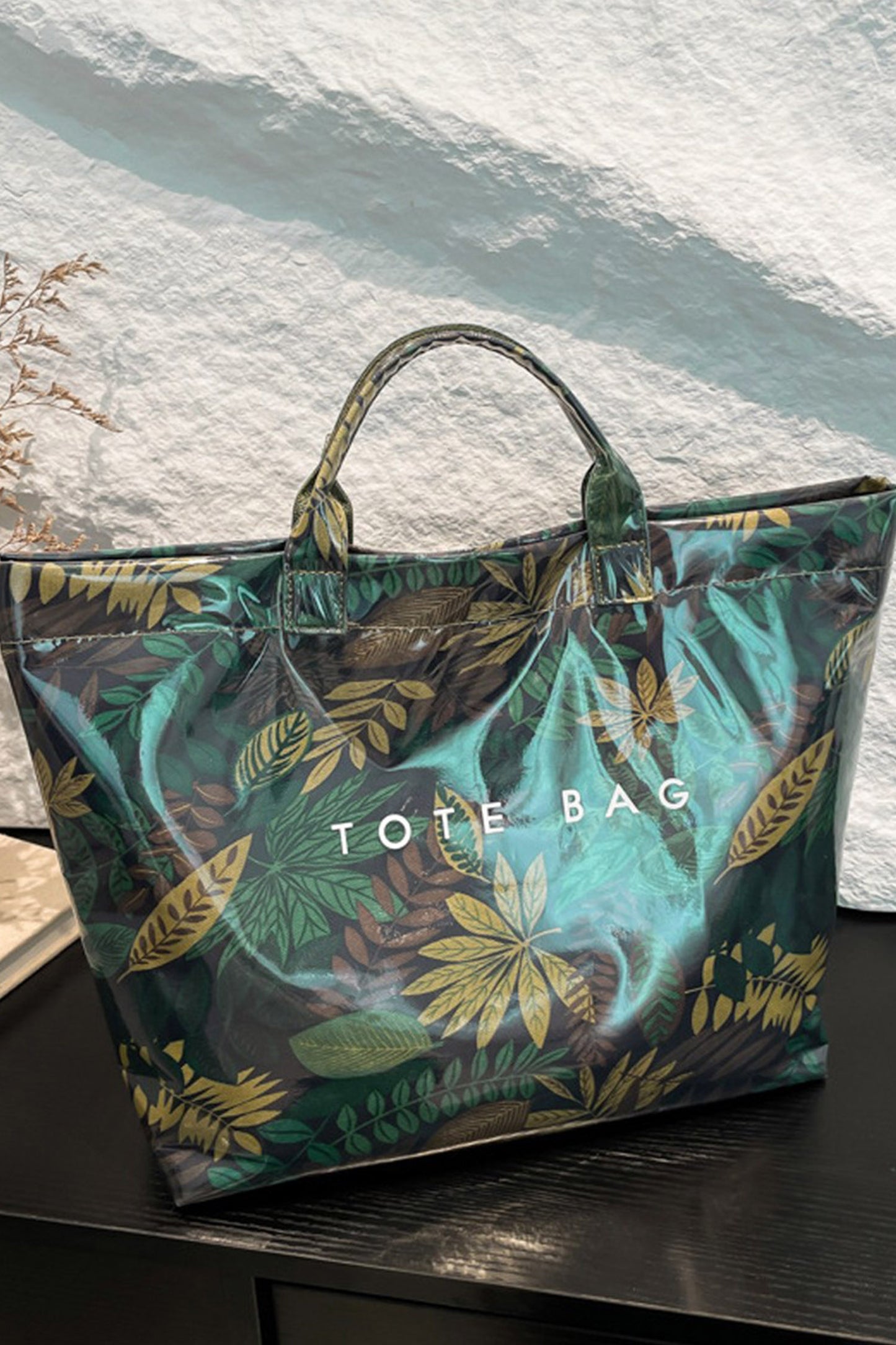 Palm Grove Tropical Print Travel Tote
