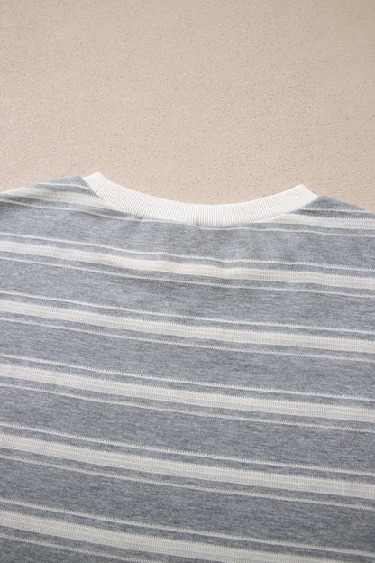 Gray Stripe Relaxed Tunic Top