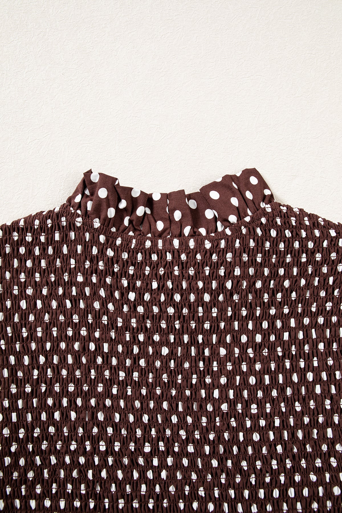 Polka Dot Ruffle-Neck Blouse