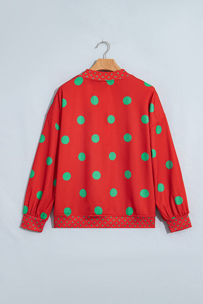 Polka Dot Contrast Tunic Sweatshirt