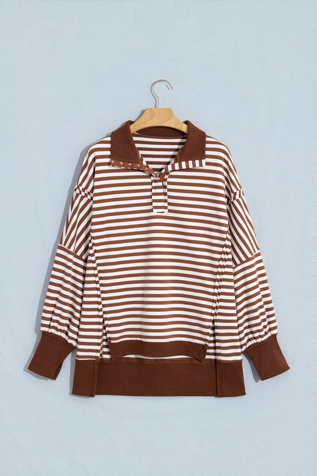 Stripe Raw Seam Pullover Sweatshirt
