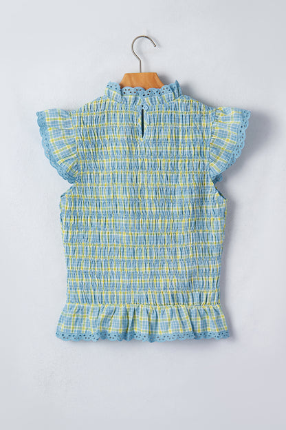 Gingham Lace-Trim Tank
