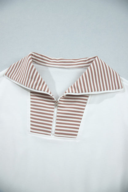 Stripe Patchwork Long Sleeve Top & Shorts Set