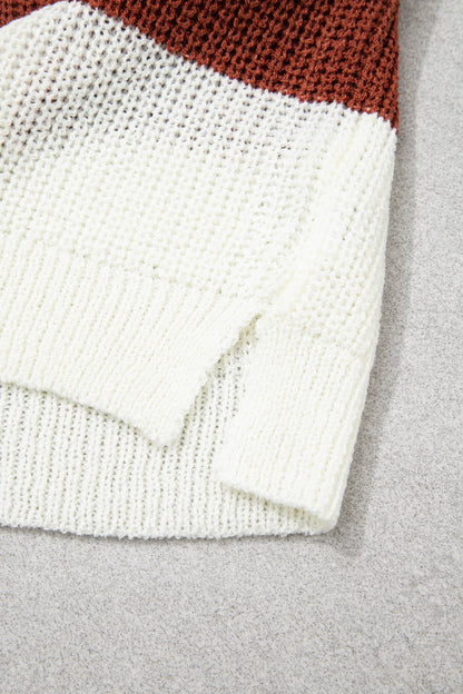 Colorblock Stripe Short Sleeve Sweater