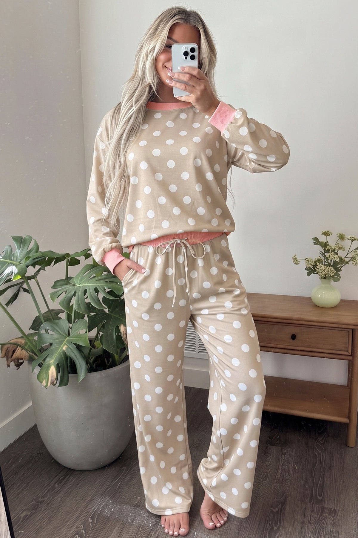 Sweet Talk Polka Dot Top And Pants Set