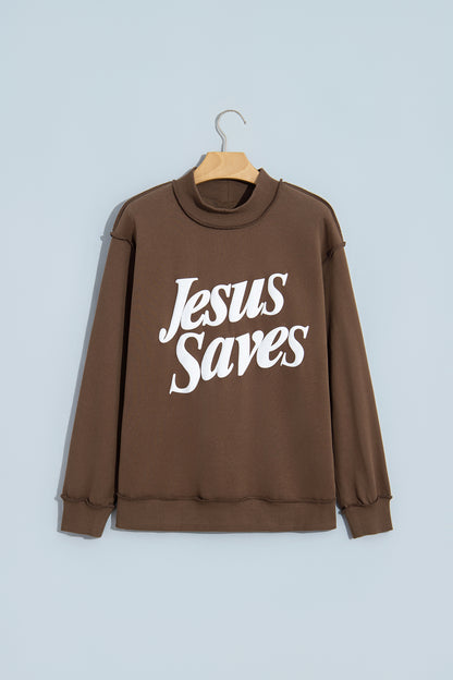 Jesus Saves Mock Neck Sweatshirt
