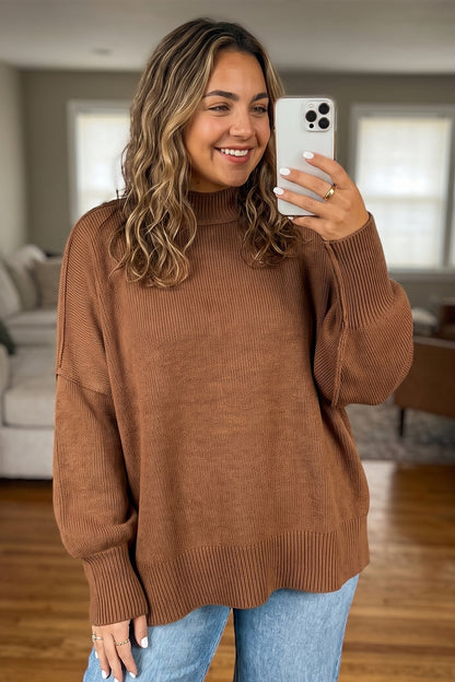 Chestnut Ribbed Tunic Sweater