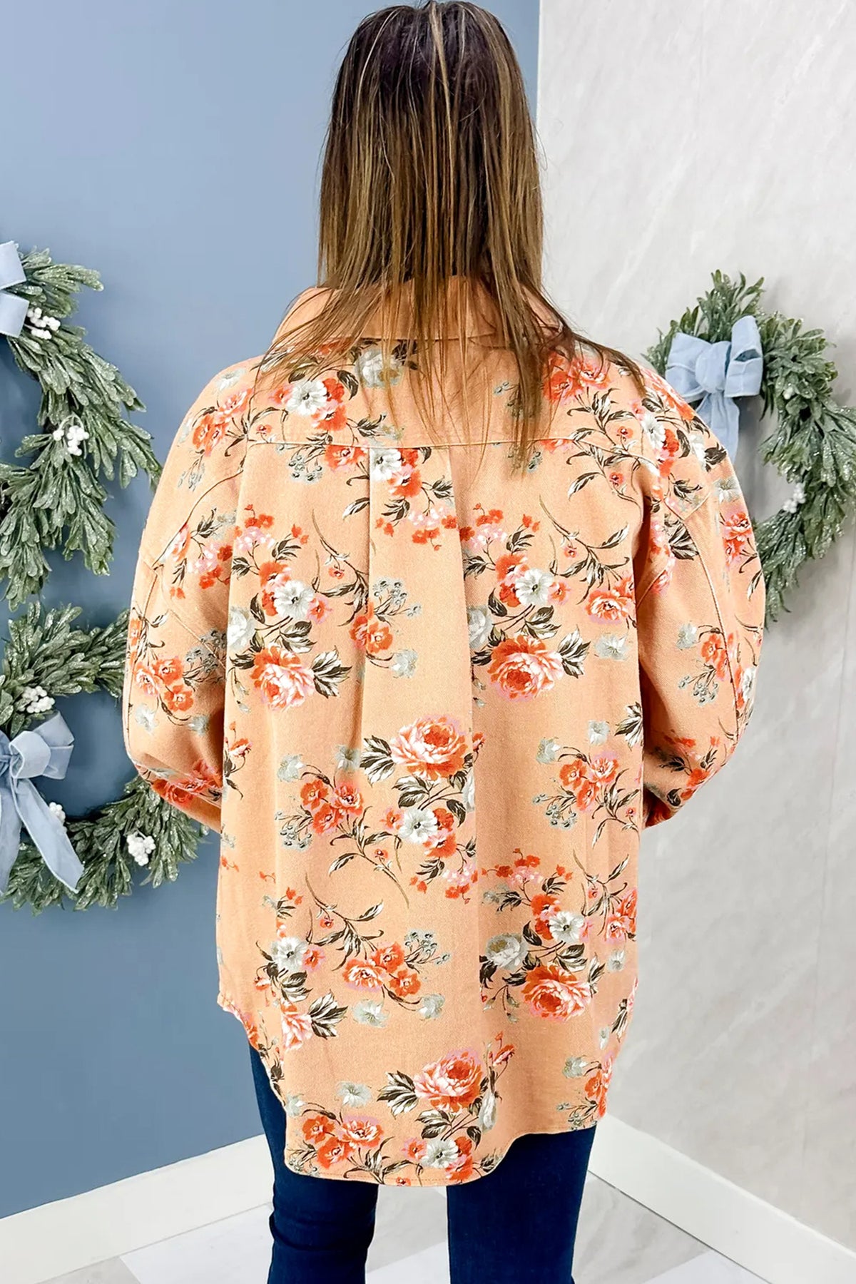 Khaki Floral Denim Jacket