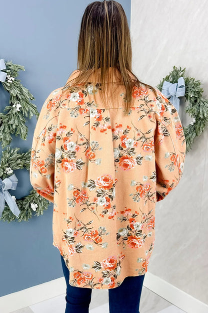 Khaki Floral Denim Jacket