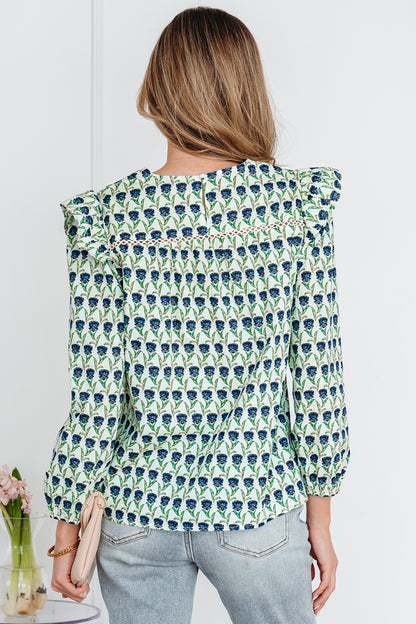 Floral Lace-Trim Blouse
