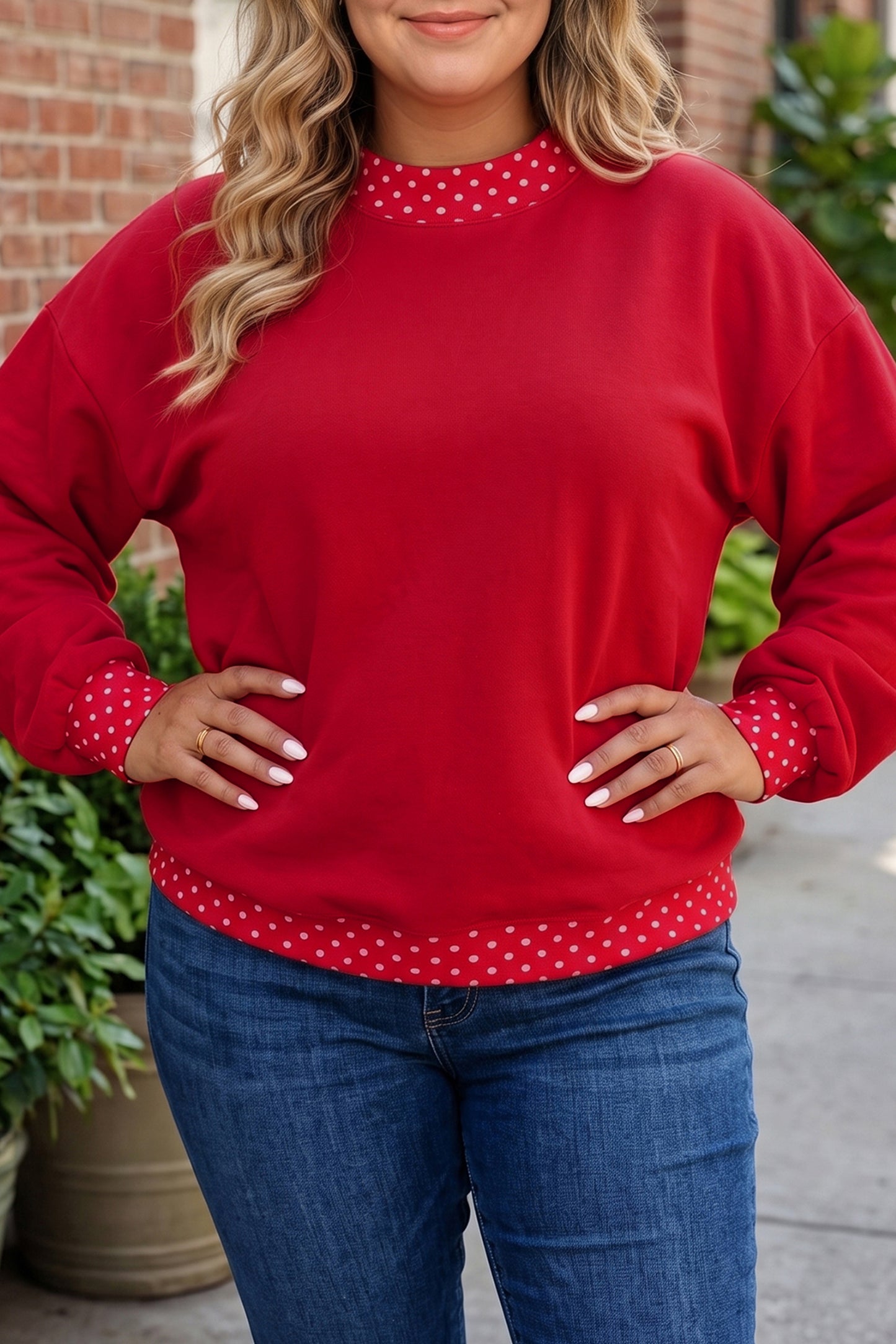 Field Day Polka Dot Plus Size Sweatshirt