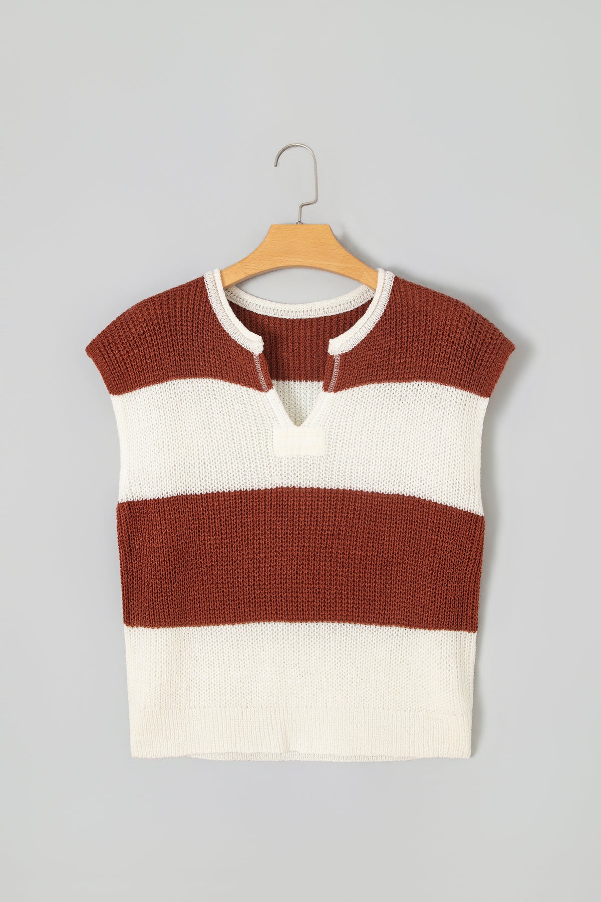 Colorblock Stripe Short Sleeve Sweater