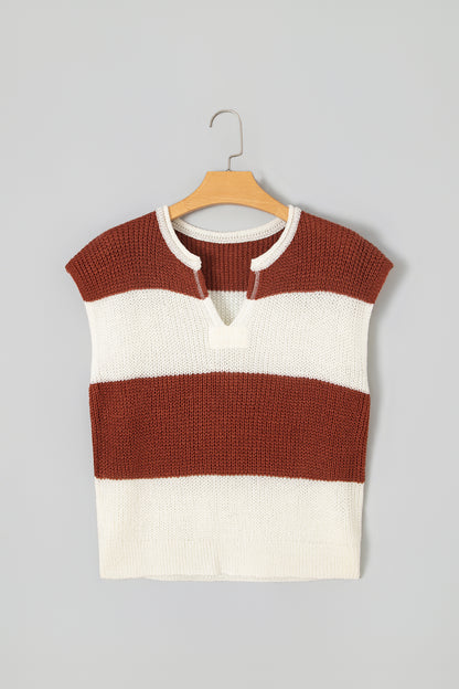Colorblock Stripe Short Sleeve Sweater