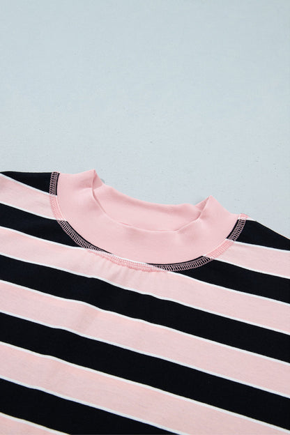 Stripe Oversized Long Sleeve Top & Shorts Set