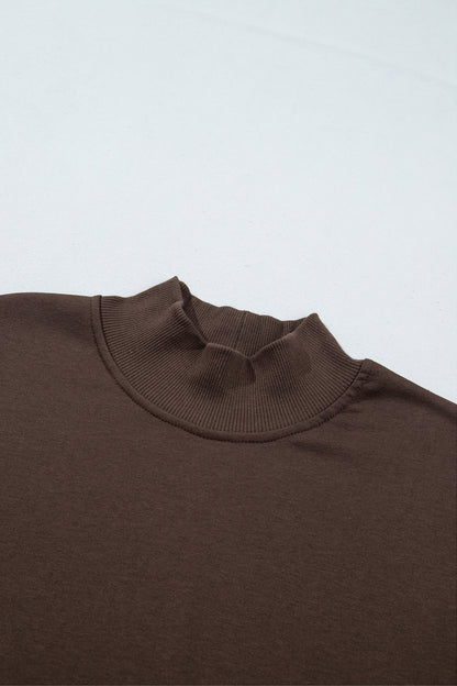 Lace-Hem Mock Neck Sweatshirt