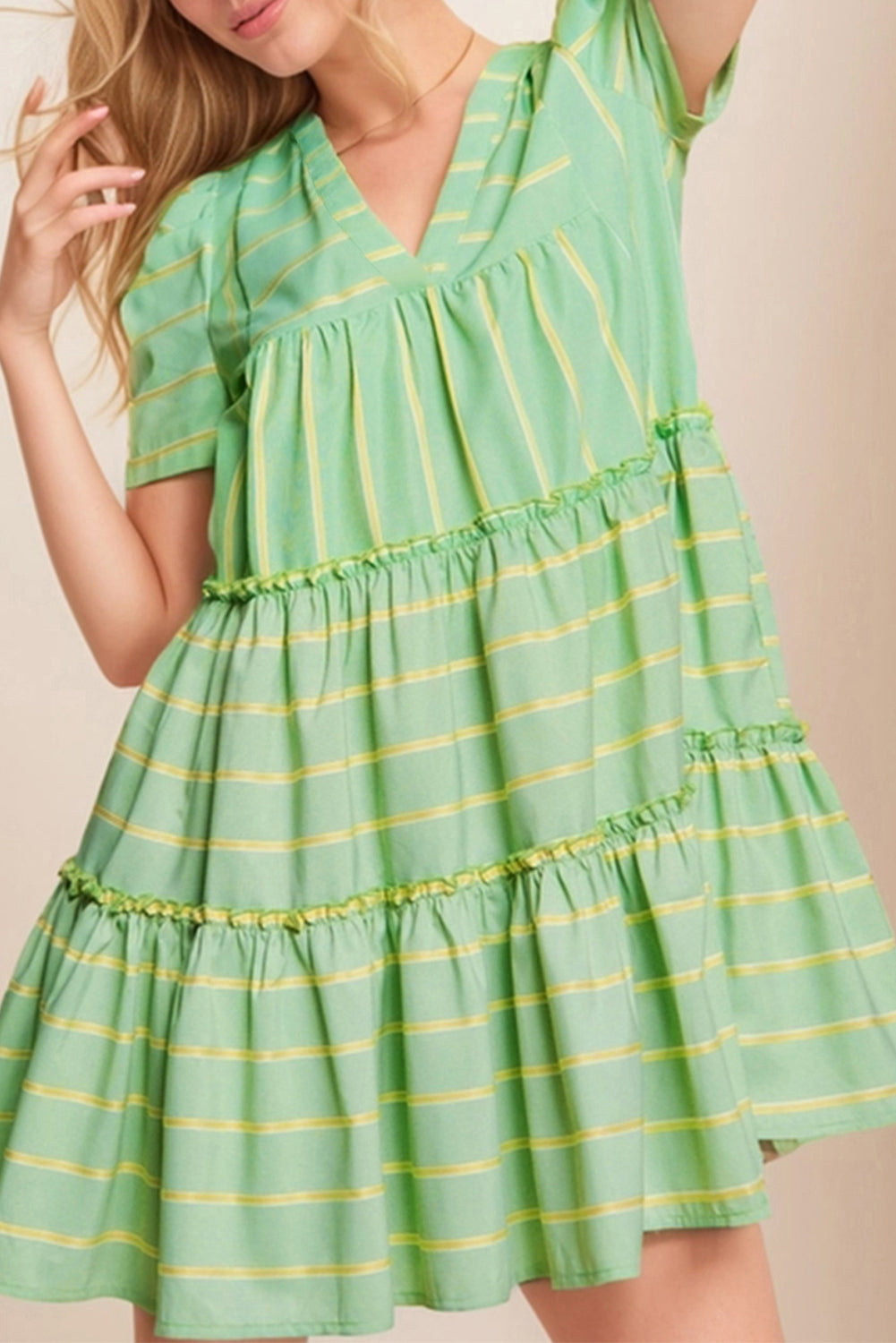 Sunlit Striped Frill Detail Dress