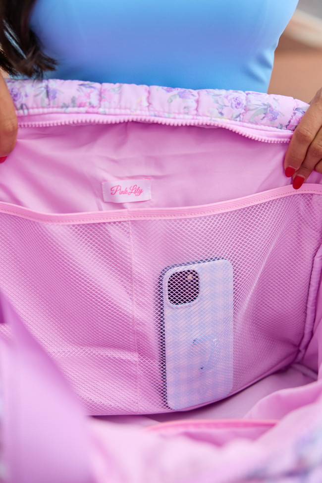 Haylie Lilac Floral Quilted Weekender Bag — product image 3