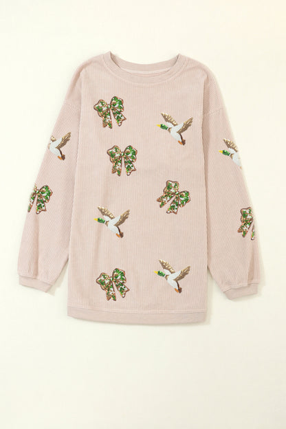 Marsh Sequin Mallard Bow Ribbed Sweatshirt