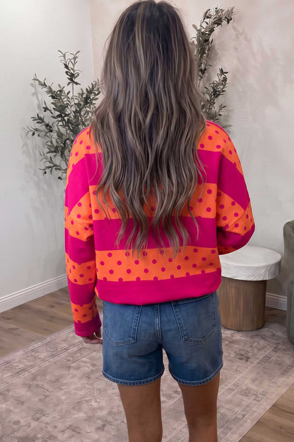 Stripe & Polka Dot Quarter-Zip Top