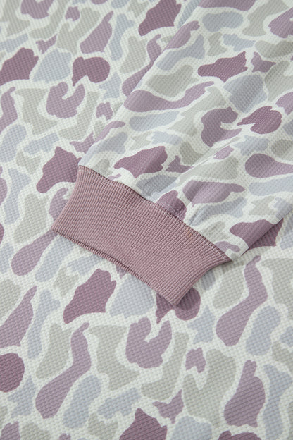 Plus Size Camo Waffle Shorts Set