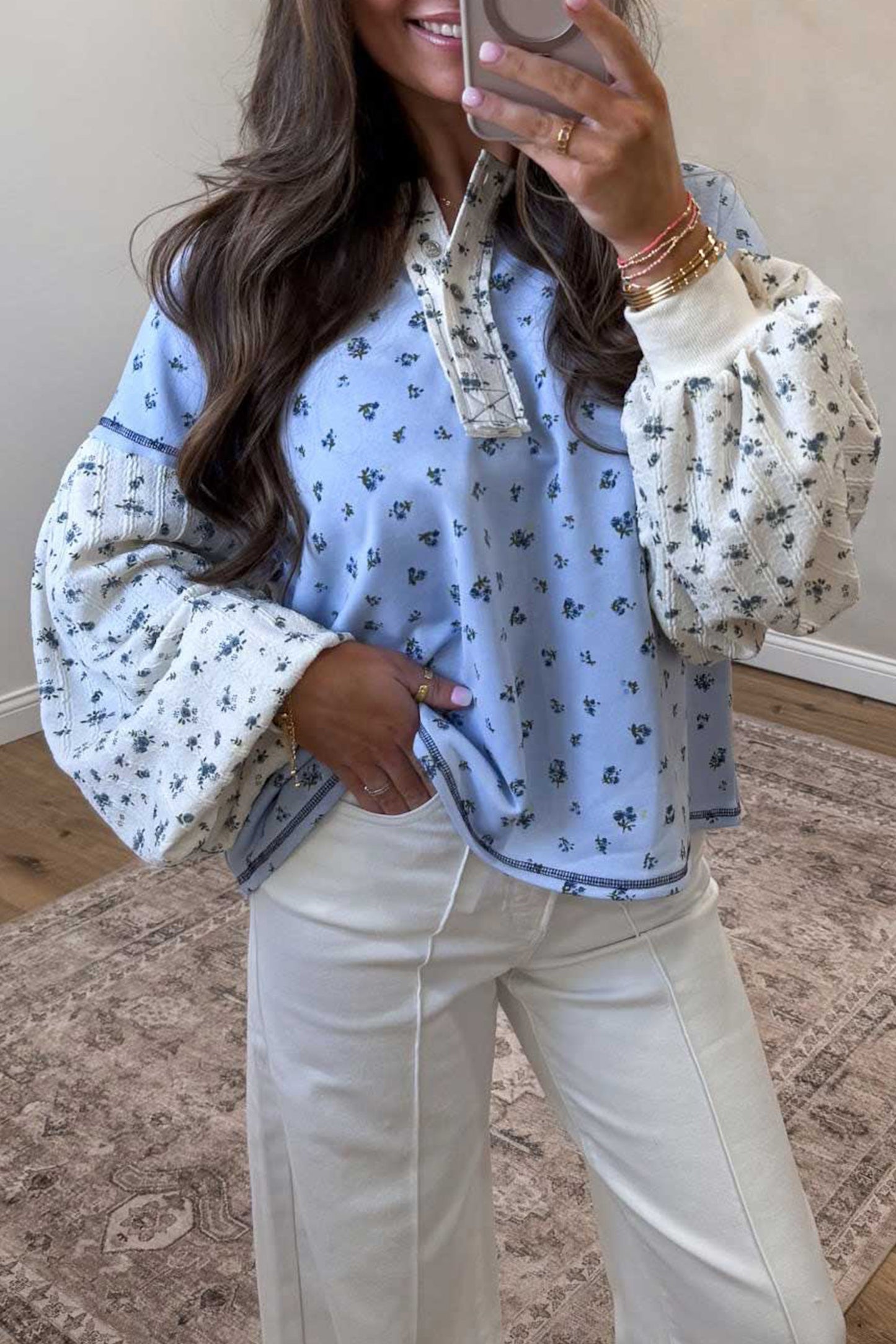 Bluebell Floral Contrast Top