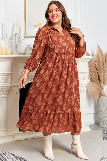 Cinnamon 3D Floral Ruffle Maxi Dress