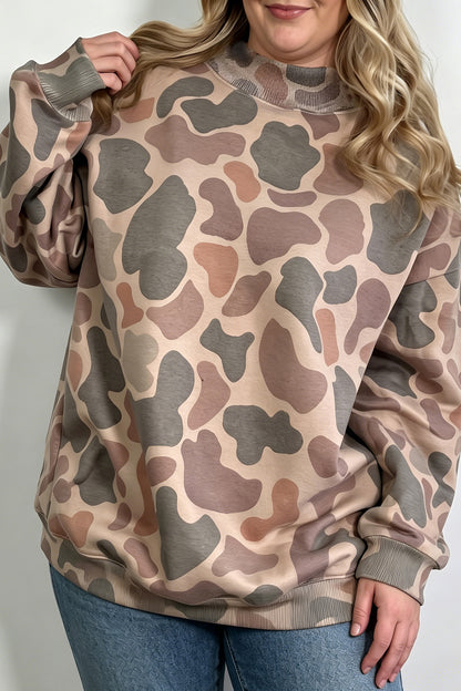 Cedar Camo Ribbed Plus Size Sweatshirt
