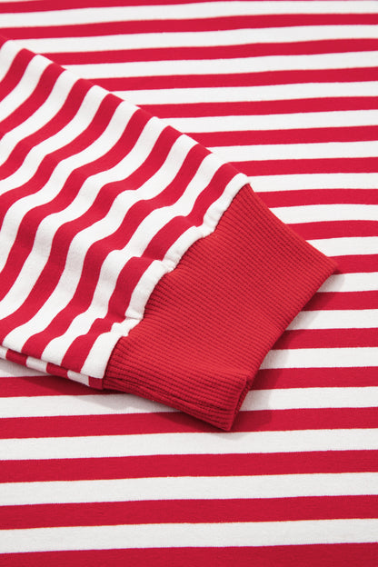 Striped Exposed-Seam V-Neck Pullover