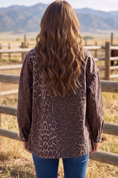Leopard Denim Pocket Jacket