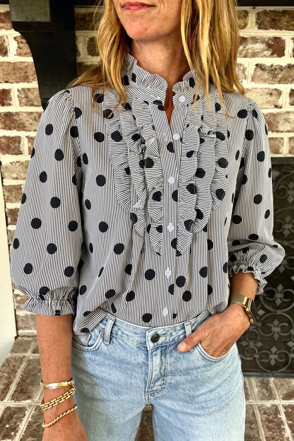 Polka Dot Ruffle Blouse