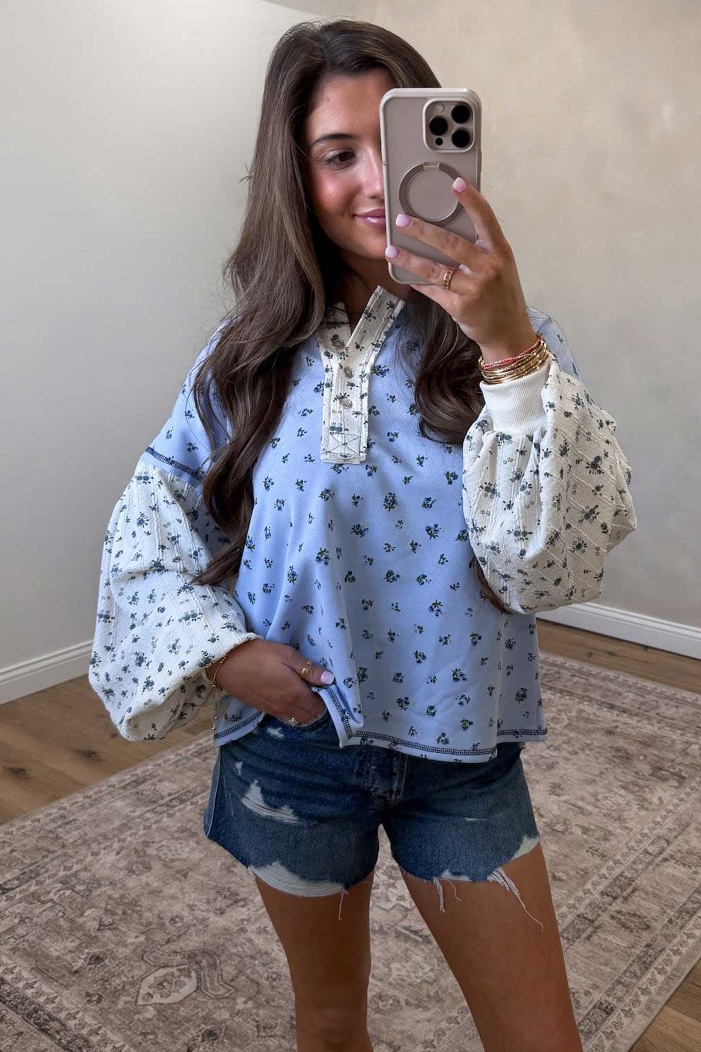 Bluebell Floral Contrast Top