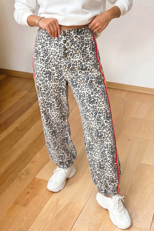 Leopard Rainbow Stripe Jogger Jeans